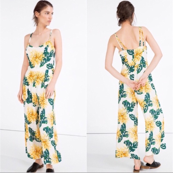 zara tropical print jumpsuit